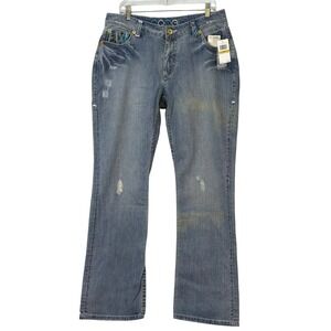 NWT Vtg Coogi‎ Juniors 16 Denim Bootcut Distressed Embellished Pockets Y2K READ